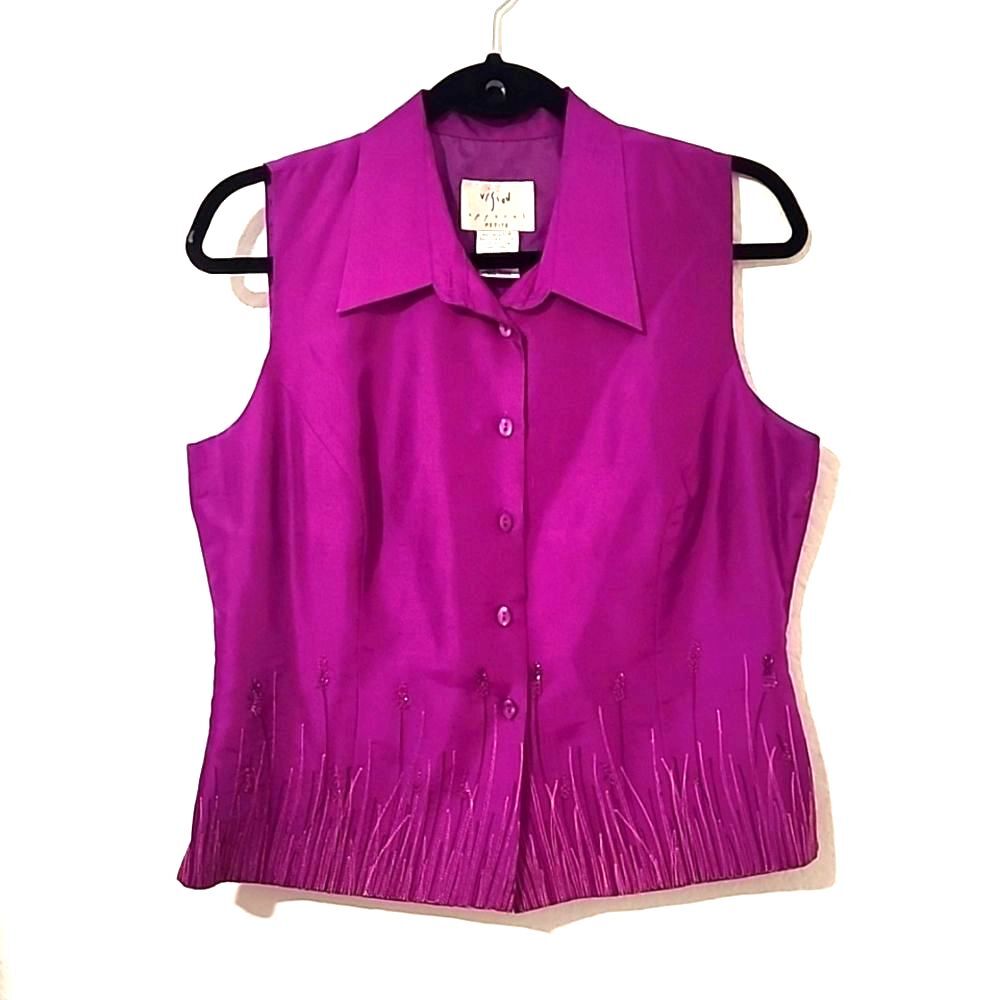 Vision Apparel Petite 1980s 100% Silk Blouse.  Size 12MP